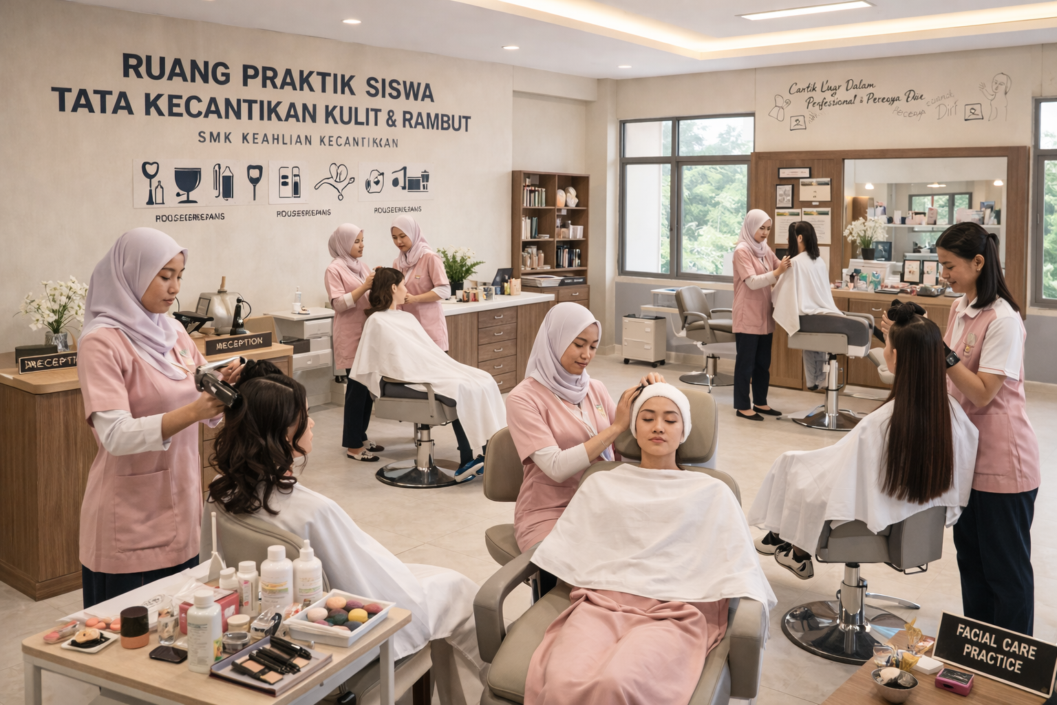Ruang praktik Siswa Tata Kecantikan Kulit & Rambut